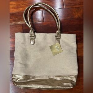 NWT-Ulta Beauty Canvas Tote Bag-Gold Accents.